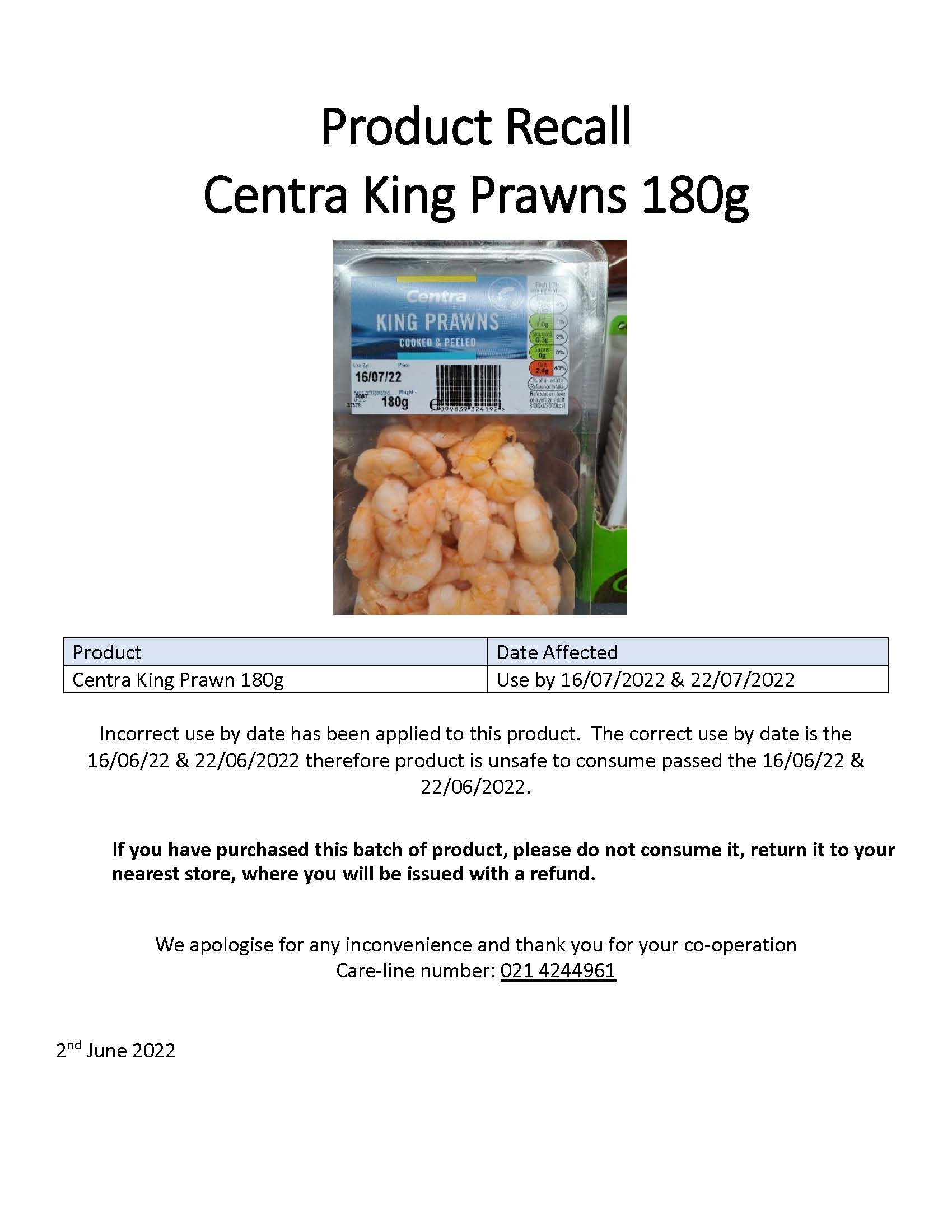 Centra 20King 20Prawns 20180g 20customer 20notice