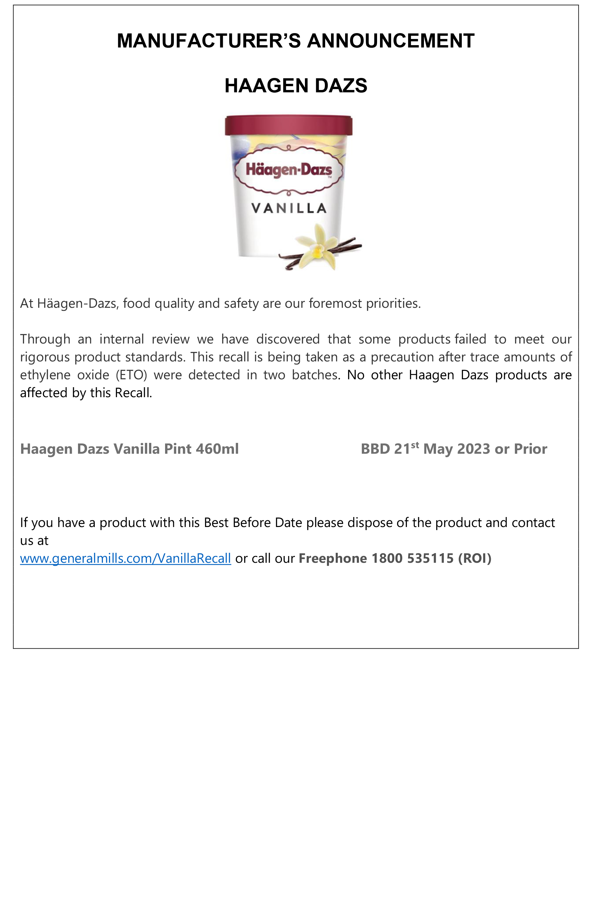 Consumer 20Recall 20Notice 20Haagen 20Dazs 20Pints