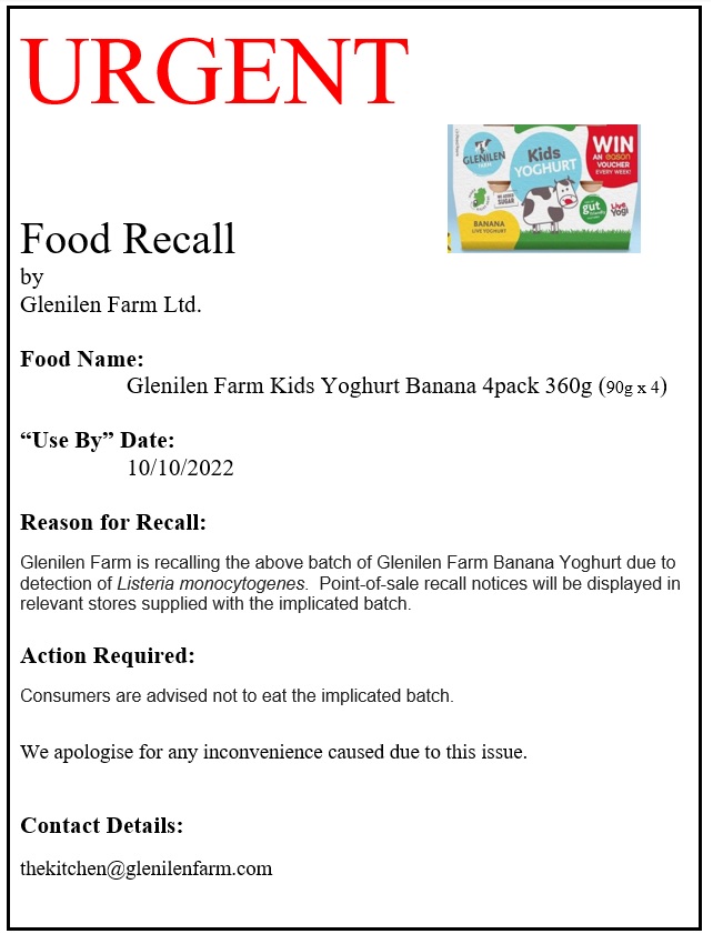 Glenilen Farm Product Recall 2309