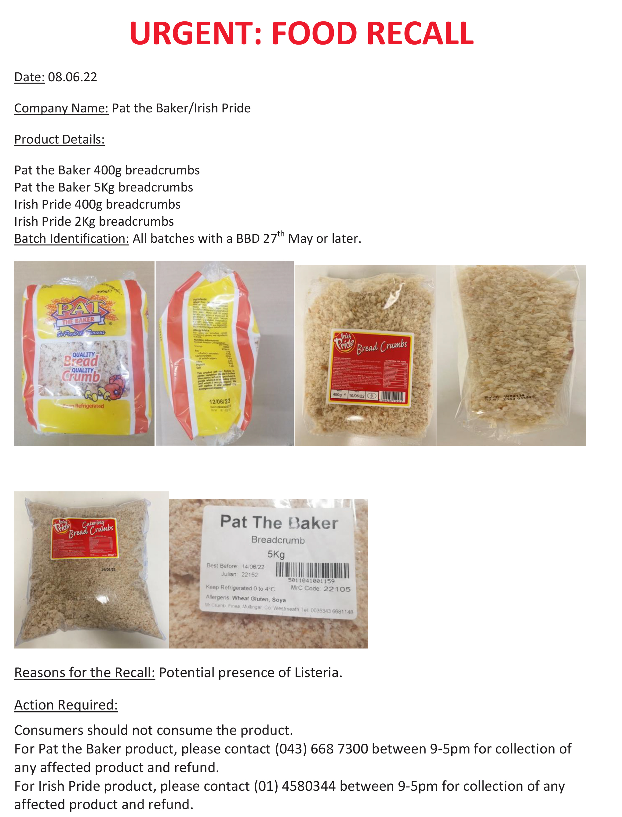 Product 20Recall 20Pat 20the 20Baker 20 26 20Irish 20Pride 20Breadcrumbs
