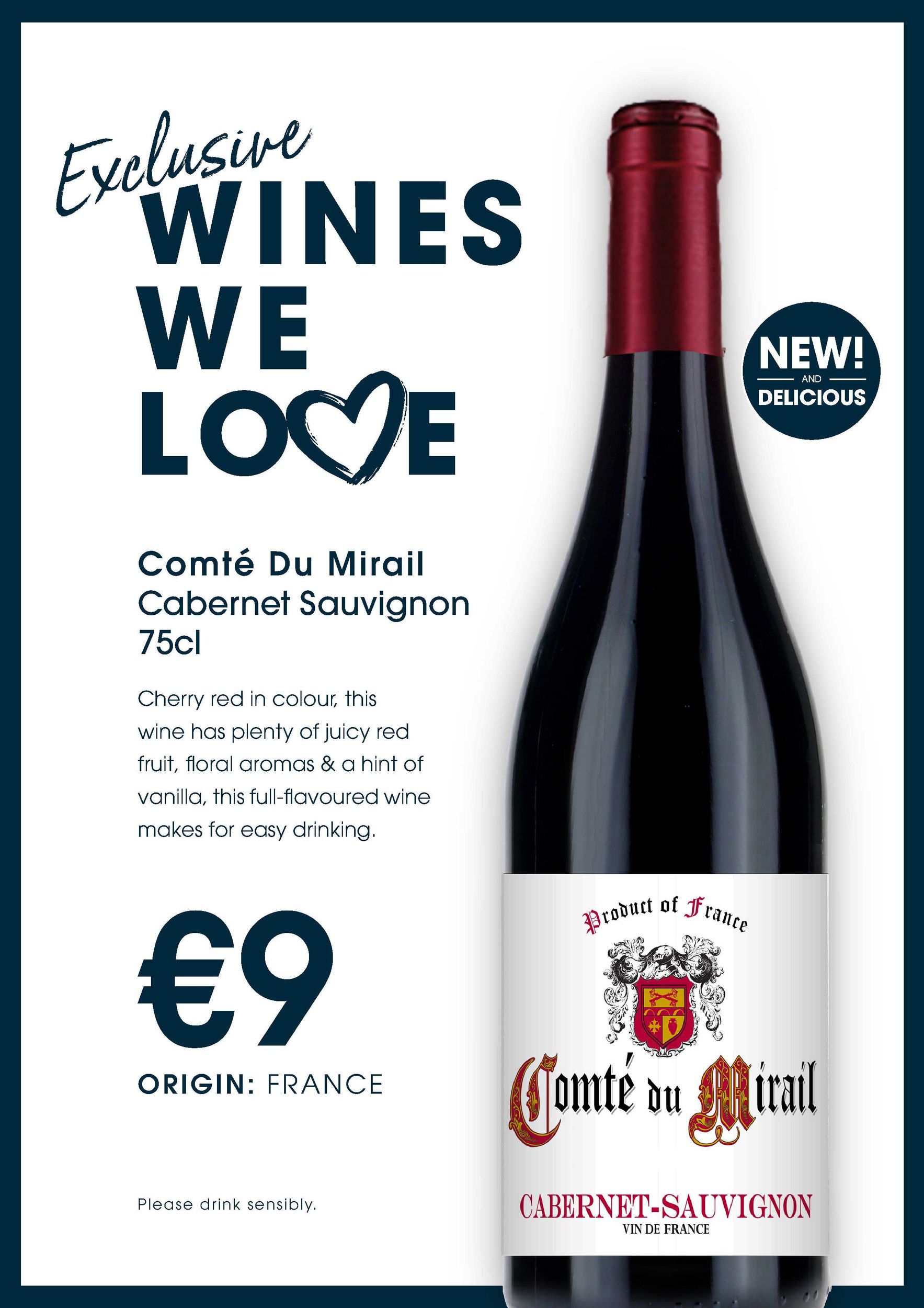 WWL Comt Du Mirail Cabernet Sauvignon 75cl lores