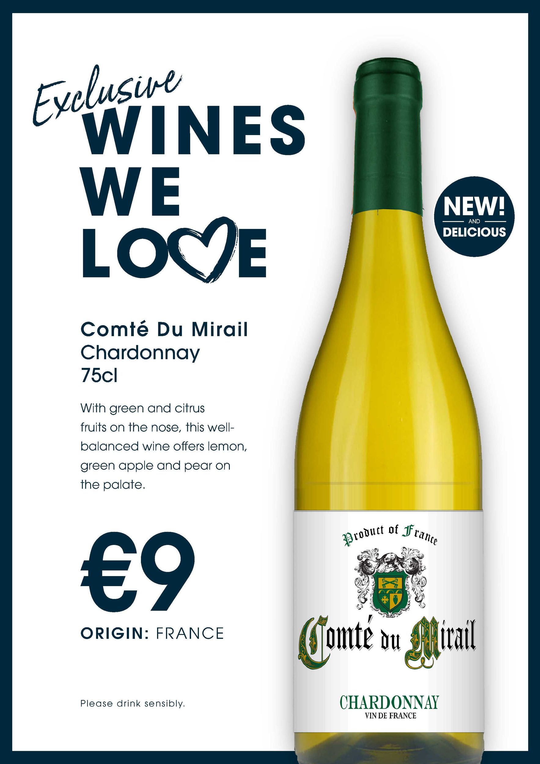 WWL Comt Du Mirail Chardonnay 75cl lores