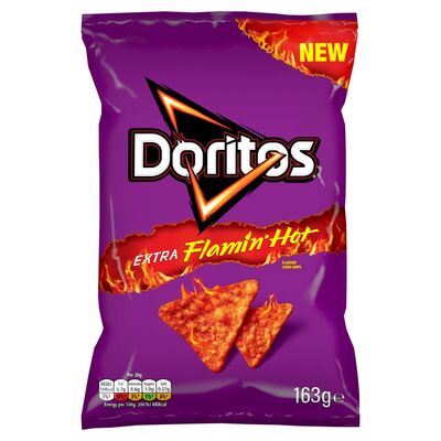 Doritos Extra Flaming Hot Corn Chips Bag 163g