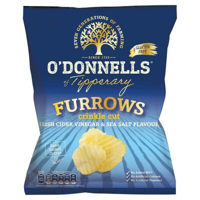 O'Donnell's Furrows Crinkle Cut Irish Cider Vinegar & Sea Salt Crisps 125g