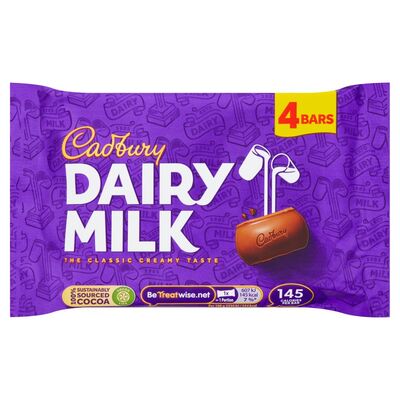 Cadbury Dairy Milk Chocolate Bar 4 Pack 27.2g