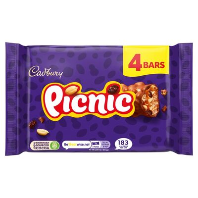 Cadbury Picnic Chocolate Bar 4 Pack 38g