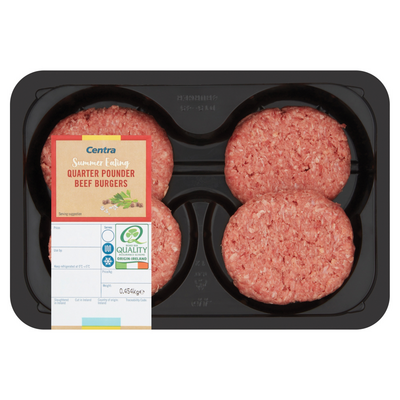 CENTRA FRESH IRISH QUARTER POUNDERS GLUTEN FREE 4 PACK 454G