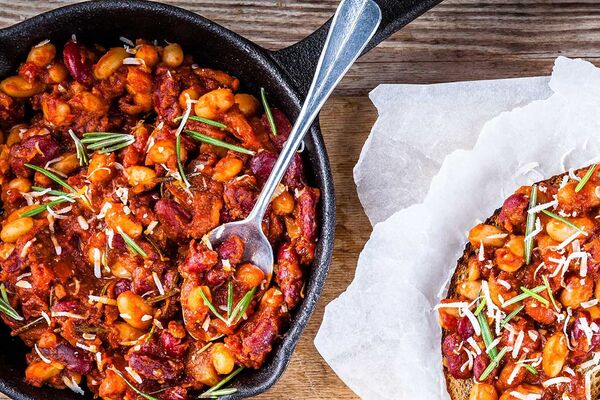 One Pot Cheesy Lentils and Beans