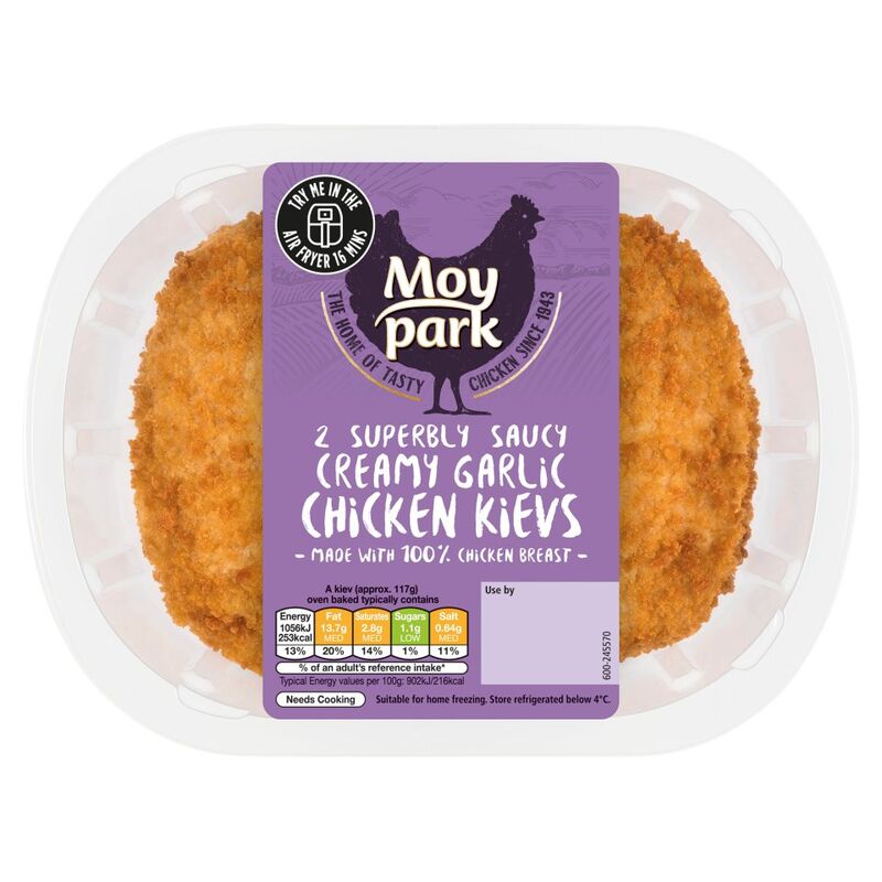Moy Park 2 Superbly Saucy Creamy Garlic Chicken Kievs 260g
