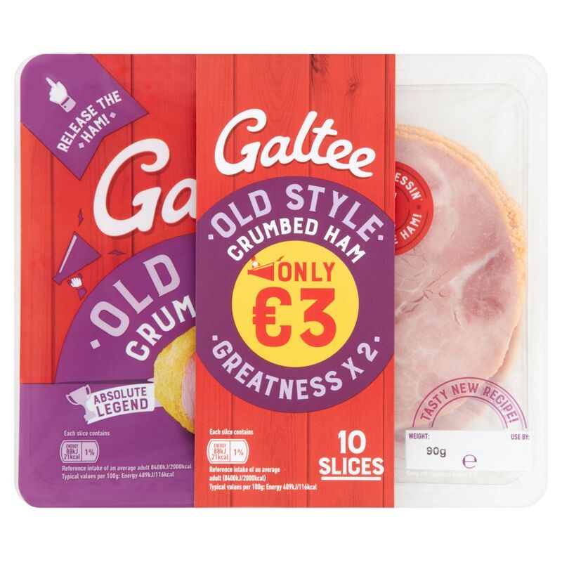 Galtee Old Style Crumbed Ham 10 Slices 2 x 90g (180g)