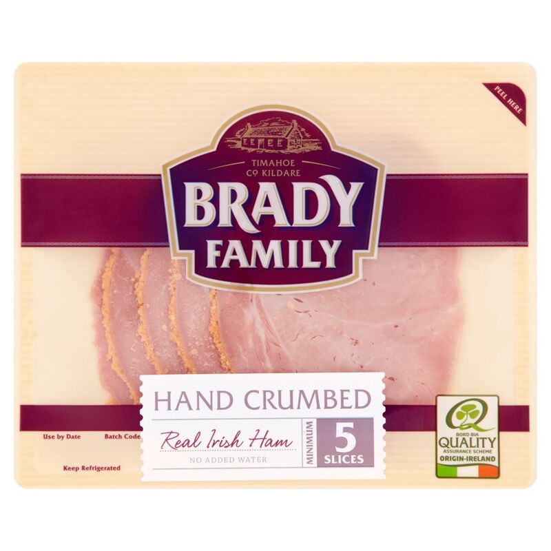 Brady Family Hand Crumbed Real Irish Ham Minimum 5 Slices 90g